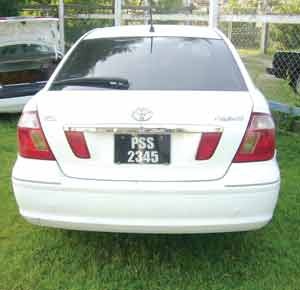 Police seized this car that was transporting the four suspects yesterday, at a roadblock in East Berbice.