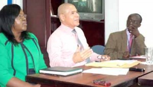 From left: Minister within the Ministry of Public Health; Dr. Karen Cummings; Senior Minister of Health, Dr. George Norton and PAHO Resident Representative, Dr. William Adu-Krow