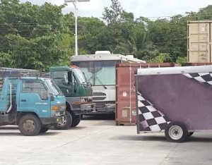 The partly hidden RV at former Minister’ business place at New Hope, East Bank Demerara. 