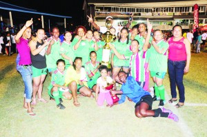 Members of the triumphant Central Rupununi team cheerfully display their hardware. 