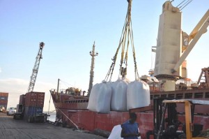 Rice being loaded