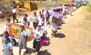 Stop Suicide: On the march in Black Bush Polder, East Berbice.