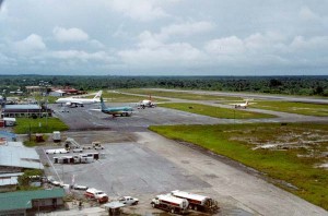  An aerial view of the Cheddi Jagan International Airport.