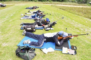 Competitors at the 2014 National Championships at the Timehri Ranges.