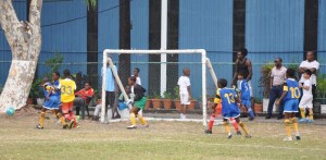 Action in this year’s Courts Pee Wee Schools Football Competition at Thirst Park.