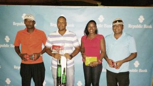 Guyana’s prize winners (from left); Lakeram Ramsundar, Parmanand Persaud, Shanella Webster, and Kalyan Tiwari.