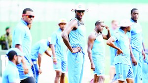 The West Indies players during training, Colombo, October 21, 2015 ©AFP