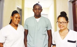 From left: Vanessa Wickham, Neil Barry and Jana Edghill are all physiology students and executive members of the University of Guyana Medical Rehabilitation Students’ Association.