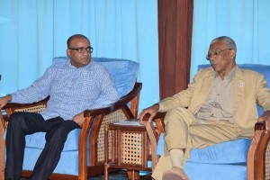 From Left: Former President Bharrat Jagdeo and President David Granger 