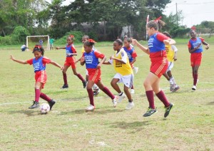 Part of the action between St. Maris and St. Agnes yesterday.