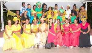 Hebrew Family of Guyana Sisterhood dressed in the colours of the flag.