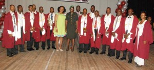  The Army’s GTI graduates with GDF Education Officer Major Christine Porter. Also in photo are GTI Principal Mr. Carl Benn and Deputy Principal Mrs. Renita Crandon-Duncan.