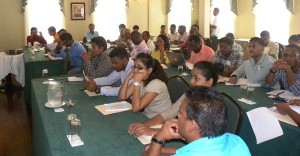 Technical and other staffers of the Ministry of Public Infrastructure at the workshop yesterday.