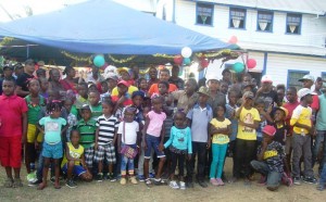 Children gathered at the Christmas party.