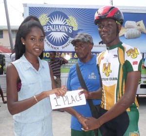 Romello Crawford (right) collects his prize at the presentation.