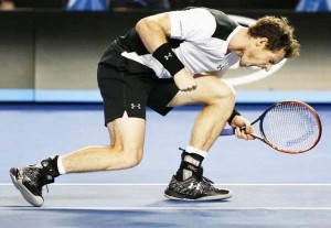 Britain’s Andy Murray reacts during his semi-final match against Canada’s Milos Raonic at the Australian Open tennis tournament at Melbourne Park, Australia, January 29, 2016.  (Reuters/Issei Kato)