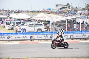 A view of the massive crowd that witnessed the 2015 Caribbean Motor Racing Championship final leg in Guyana.