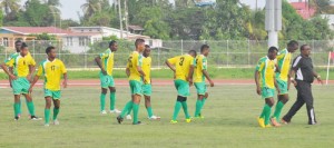 Head Coach Jamaal Shabazz and the Golden Jaguars during training at the Leonora Football Filed in May 2015.