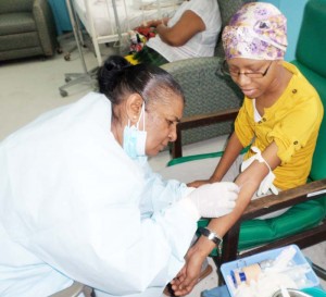  Francine being attended to by a nurse.