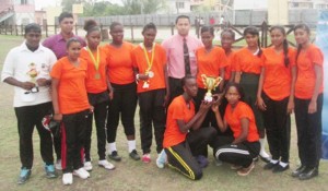 GBTI Supervisor Ameer Azeez (centre) poses with the CCHS Male winning teams.