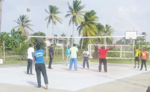 BVA president Levi Nedd (arms outstretched) and a number  of national players conducting sessions at the PMTC.