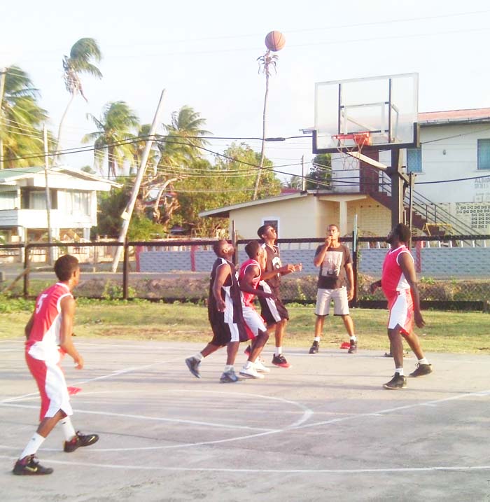 Play in the game between Fyrish Black Sharks and New Amsterdam Warriors.