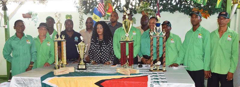 President of the GDA and Organiser of the upcoming International Tournament Faye Joseph (6th left) and WDC representative Gregory Bledman (4th left) pose with members of the Organising Committee at yesterday’s Launch.  