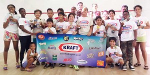 The outstanding performers of the Kraft Junior Squash tournament pose for a photo after the presentation yesterday.