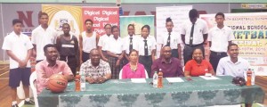 Officials usher in the 2016 NSBF yesterday at the Cliff Anderson Sports Hall while some of the high school ‘ballers’ share the moment.