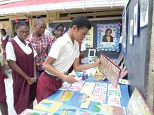 Scenes from the exhibition at the St Barnabas Special School yesterday