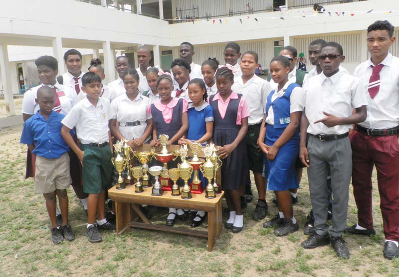 Region Ten students display their trophies.