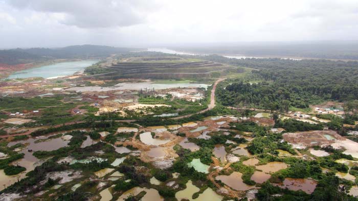 An overhead shot of the Omai mines area, Region Eight.