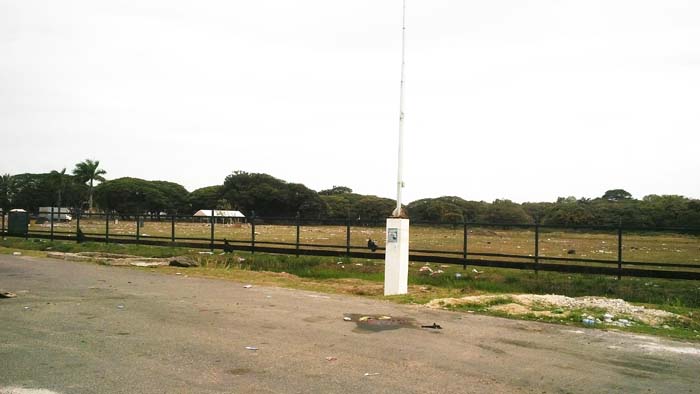 A garbage-strewn recreational ground after kite flying on Easter Monday.