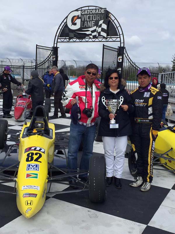 # 82 Calvin Ming (right) is joined by his parents after his victory last weekend. (Courtesy of Calvin Ming Facebook)