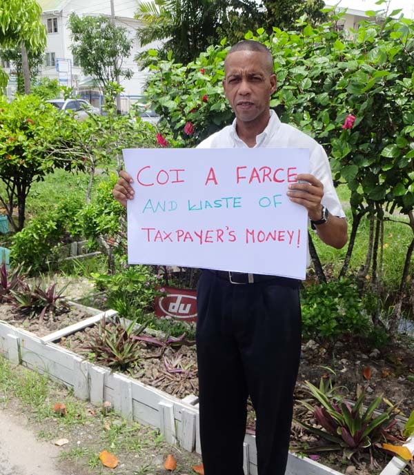  Social Activist Mark Benschop mounts a protest outside the Ministry of the Presidency’s Department of Public Service