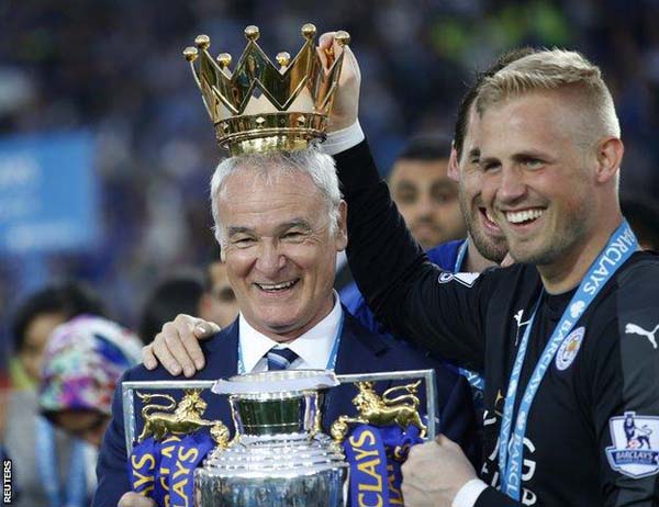 Manager Claudio Ranieri won a top-flight league title for the first time in his career. (Reuters)