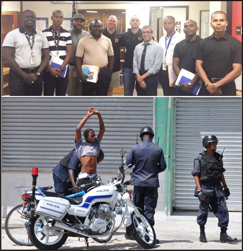 (Above) Police officers with their trainers in Miami, Florida, USA. (Below) The police say there will be additional manpower deployment and increased patrols.