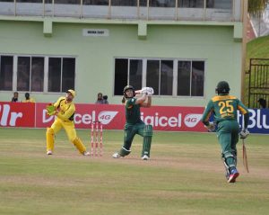 Farhaan Behardien hits through the off-side during his top score. (Zaheer Mohamed photo)