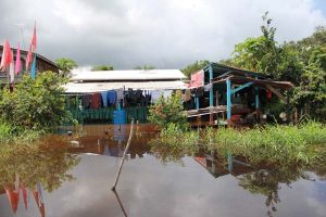 One of the many flooded homes along the West Coast Berbice Region