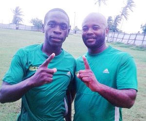 Paul Hector (right) and Orette Stephenson - Stewartville FC.