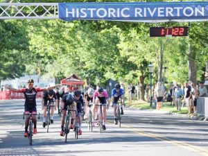 Pro cyclist Geron Williams sprints to victory in the Riverton Criterium.