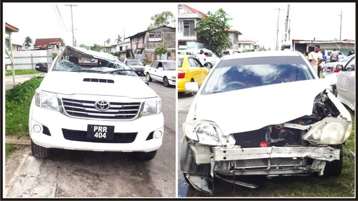 The two vehicles involved in the smash up.