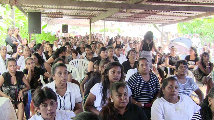 The crowd that gathered Sunday to say goodbye to murdered fisherman, Hemchand Sukdeo.