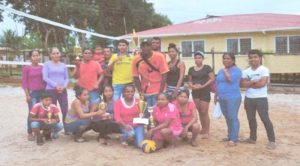 The victorious Mabaruma Settlement and Wauna teams pose for a photo op following their wins in the respective categories.