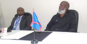 From left: Carl Greenidge, Minister of Foreign Affairs,   Guyana with his Belizean counterpart Wilfred Elrington