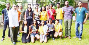 GOA Open Doubles champions display their prizes. 