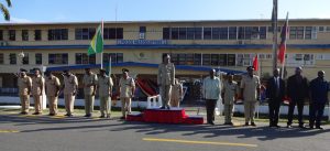 Top Brass! Commissioner of Police flanked by his fellow Commanders and officers    