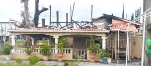 The burnt house in which the human remains were discovered 