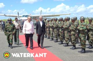 President David Granger and Suriname’s leader, Desi Bouterse, during the meeting on Friday.