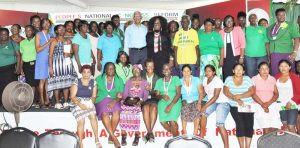 Party Leader, and Head of State David Granger (centre) is seen here with some of the members of the National Congress of Women (NCW). 